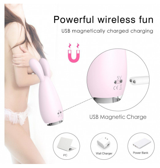 Нежно-розовый вибромассажёр REBA с ушками