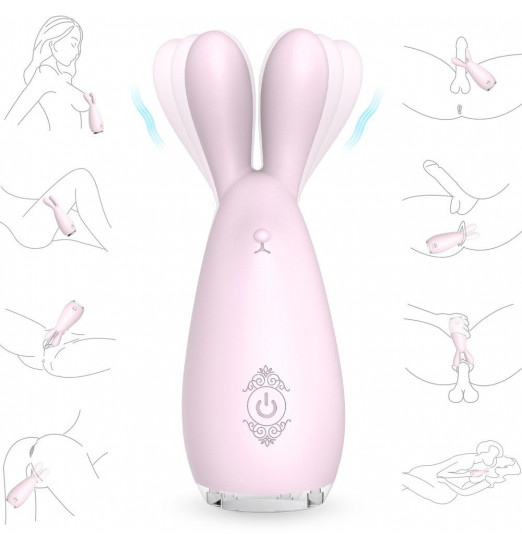 Нежно-розовый вибромассажёр REBA с ушками