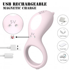 Нежно-розовое эрекционное кольцо CORA с вибрацией