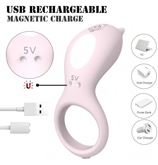 Нежно-розовое эрекционное кольцо CORA с вибрацией