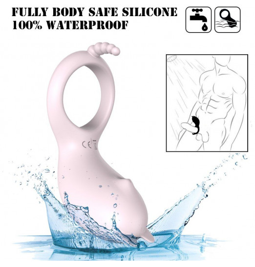 Нежно-розовое эрекционное кольцо CORA с вибрацией