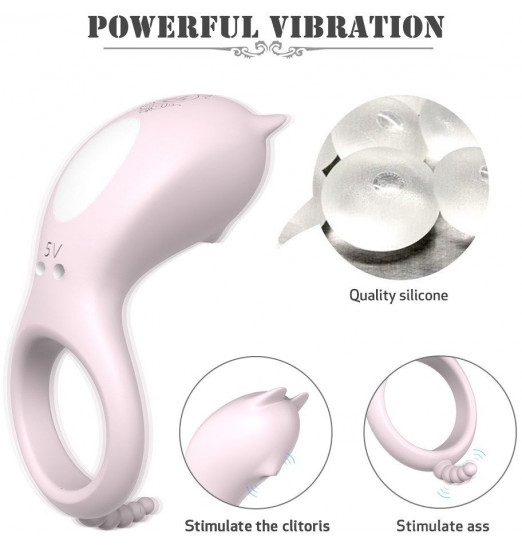 Нежно-розовое эрекционное кольцо CORA с вибрацией