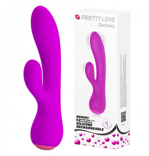 Лиловый вибратор Zachary с клиторальным стимулятором - 17,8 см. Лиловый вибратор Zachary с клиторальным стимулятором - 17,8 см.