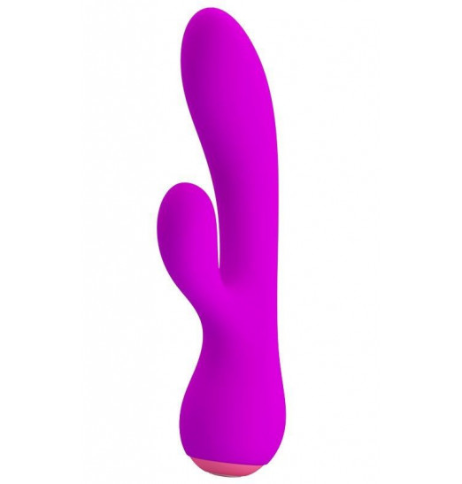 Лиловый вибратор Zachary с клиторальным стимулятором - 17,8 см.