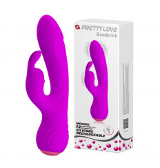 Лиловый вибромассажер Broderick с клиторальным стимулятором - 17,9 см.