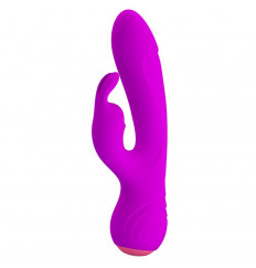 Лиловый вибромассажер Broderick с клиторальным стимулятором - 17,9 см.