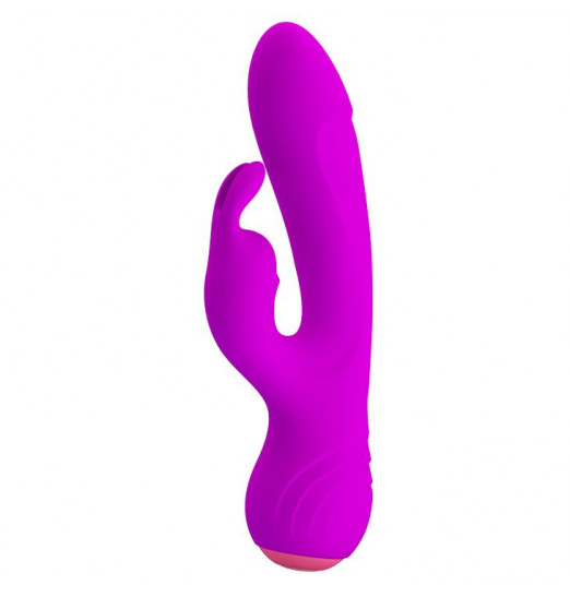 Лиловый вибромассажер Broderick с клиторальным стимулятором - 17,9 см.