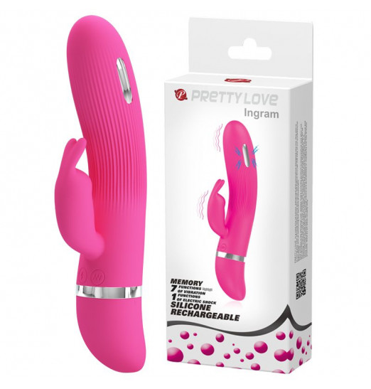 Розовый вибратор Ingram с электростимуляцией - 19,2 см.