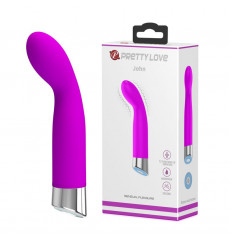 Лиловый вибромассажер John с загнутым кончиком - 14,6 см.