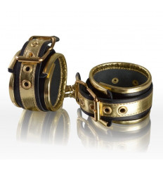 Золотисто-чёрные кожаные наручники Золотисто-чёрные кожаные наручники