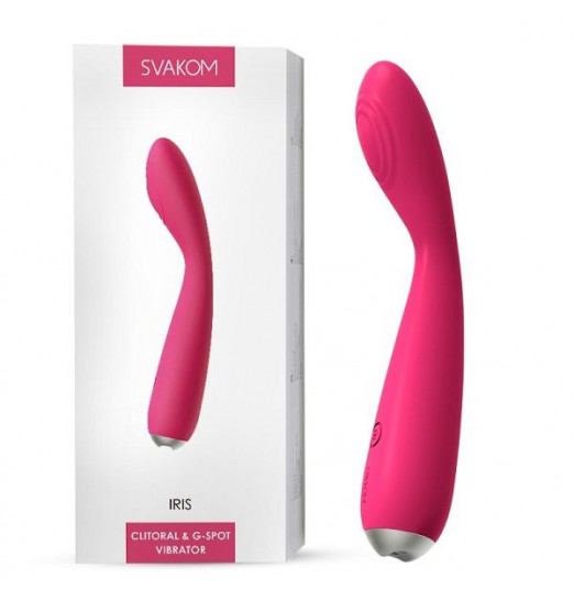 Ярко-розовый G-стимулятор IRIS Clitoral   G-spot Vibrator - 18 см.