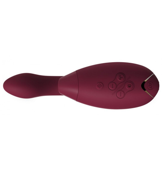 Бордовый стимулятор Womanizer DUO с вагинальным отростком
