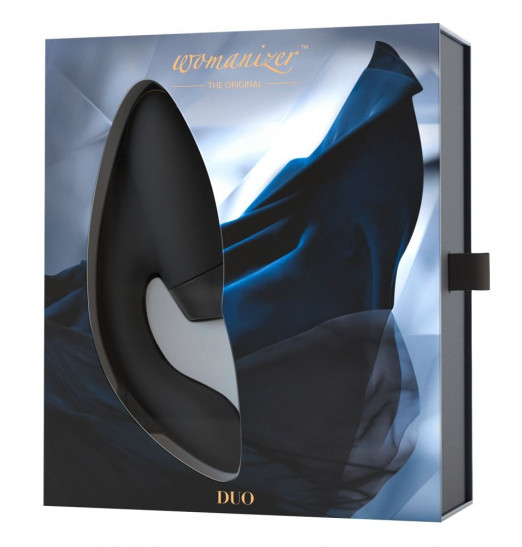 Чёрный стимулятор Womanizer DUO с вагинальным отростком