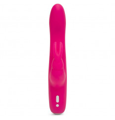 Розовый перезаряжаемый вибратор Rabbit Slimline Curve Rechargeable - 24 см.