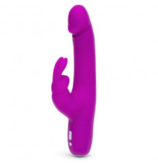 Фиолетовый перезаряжаемый вибратор Rabbit Slimline Curve Rechargeable - 24 см.