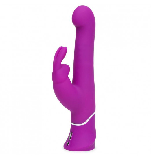 Фиолетовый вибратор с клиторальным стимулятором Beaded G-Spot Rechargeable Rabbit Vibrator - 24 см.