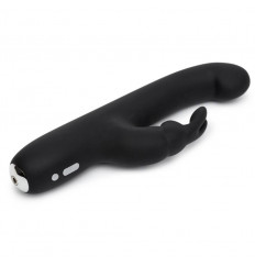 Чёрный вибратор Slimline G-Spot Rechargeable Rabbit Vibrator - 24,1 см.
