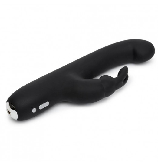 Чёрный вибратор Slimline G-Spot Rechargeable Rabbit Vibrator - 24,1 см.