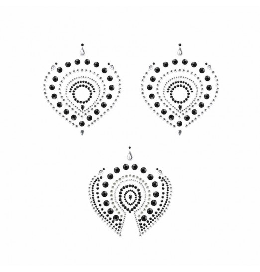 Черно-серые наклейки на грудь и зону бикини FLAMBOYANT