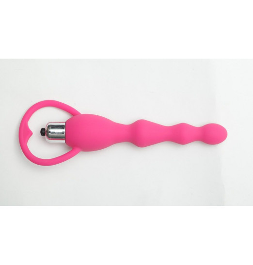Розовый силиконовый анальный вибростимулятор с ограничителем - 17,5 см. Розовый силиконовый анальный вибростимулятор с ограничителем - 17,5 см.