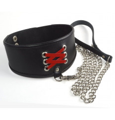 Широкий ошейник с декоративной шнуровкой и поводком Широкий ошейник с декоративной шнуровкой и поводком