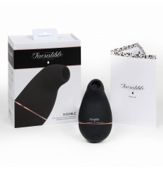 Черный клиторальный вакуум-волновой массажер Irresistible Kissable