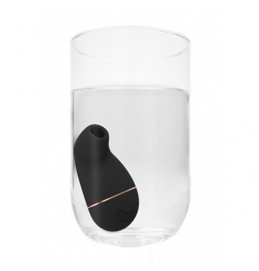 Черный клиторальный вакуум-волновой массажер Irresistible Kissable