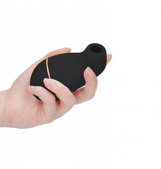 Черный клиторальный вакуум-волновой массажер Irresistible Kissable