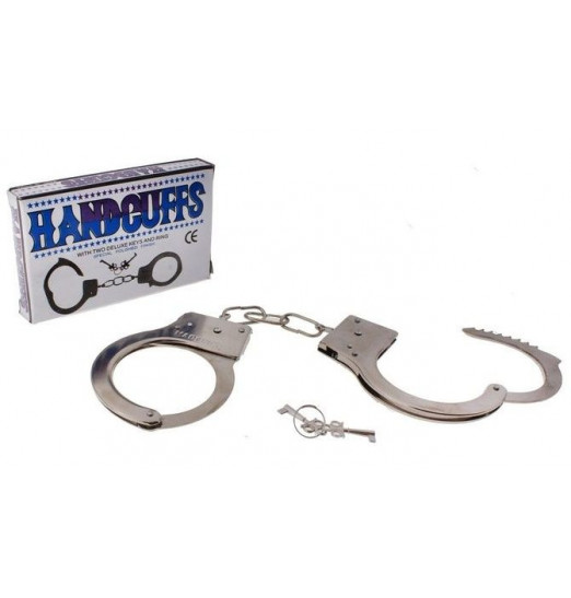 Серебристые металлические наручники с ключиками