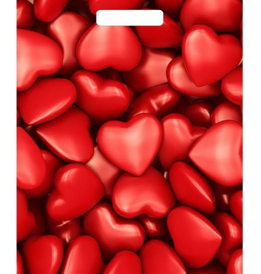Полиэтиленовый пакет  Сердечки  - 40 х 31 см.