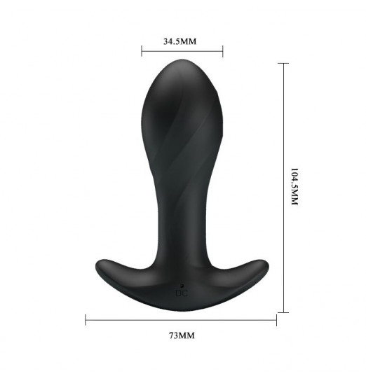 Черная анальная втулка с вибрацией - 10,5 см.