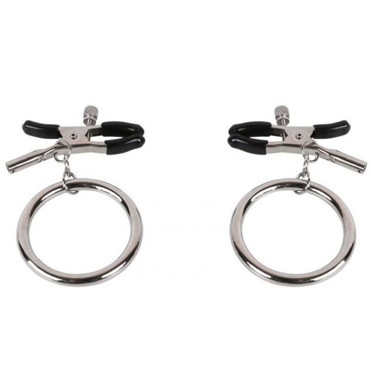 Зажимы для сосков с серебристыми колечками Зажимы для сосков с серебристыми колечками