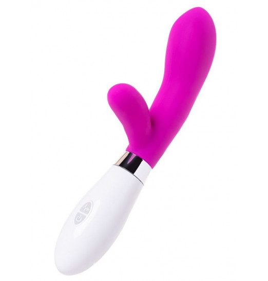 Розовый силиконовый вибратор с клиторальным стимулятором - 20,4 см.