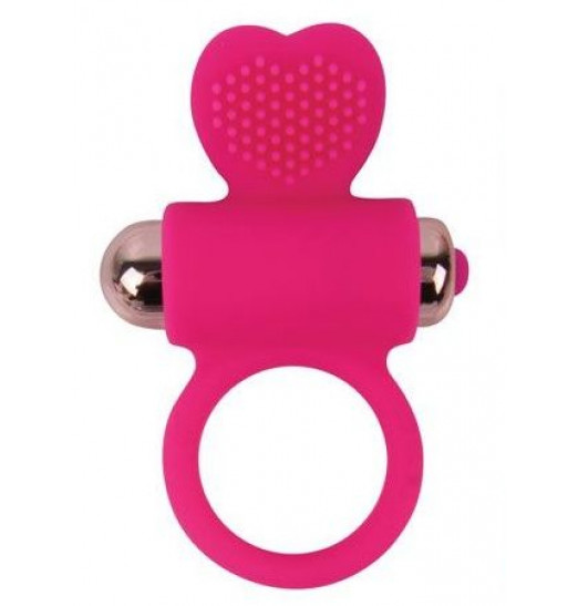 Розовое эрекционное виброкольцо с сердечком
