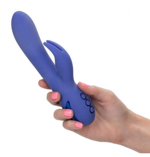 Фиолетовый вибратор Beverly Hills Bunny с ротацией скрытых в стволе бусин