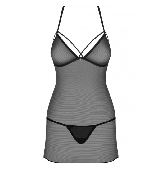 Соблазнительная коротенькая полупрозрачная сорочка со стреп-лентами