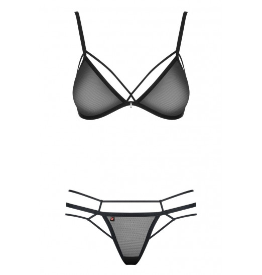 Соблазнительный полупрозрачный комплект белья со стреп-лентами