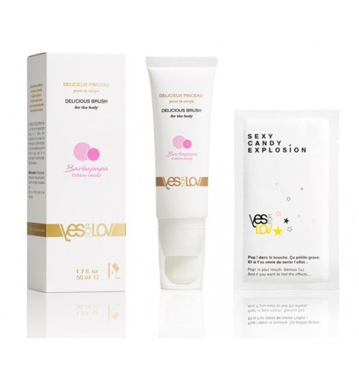 Массажное масло DELICIOUS BRUSH COTTON CANDY с кисточкой - 50 мл.