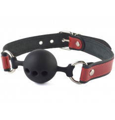 Кляп-шар на черно-красных кожаных ремешках Кляп-шар на черно-красных кожаных ремешках