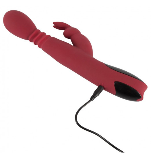 Красный вибромассажер с клиторальным отростком Rabbit Vibrator - 26,5 см. Красный вибромассажер с клиторальным отростком Rabbit Vibrator - 26,5 см.