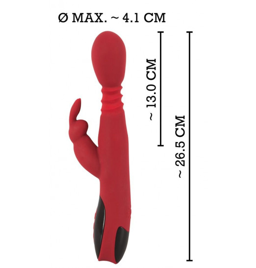 Красный вибромассажер с клиторальным отростком Rabbit Vibrator - 26,5 см. Красный вибромассажер с клиторальным отростком Rabbit Vibrator - 26,5 см.