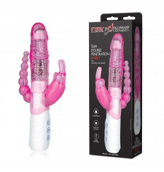 Розовый вибратор хай-тек для тройной стимуляции - 26 см.