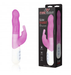 Розовый силиконовый вибратор hi-tech с клиторальным отростком - 21 см.