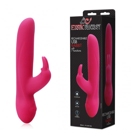 Розовый силиконовый вибратор с клиторальным отростком и 7 режимами вибрации - 21 см. Розовый силиконовый вибратор с клиторальным отростком и 7 режимами вибрации - 21 см.