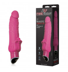 Розовый рельефный силиконовый вибромассажер - 18 см.