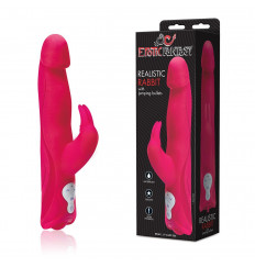 Розовый силиконовый вибратор JUMPING BULLETS с 3 моторами - 22 см.