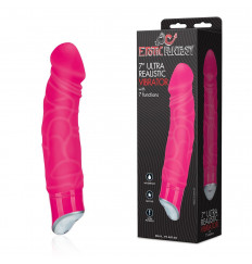 Розовый реалистичный вибратор с 7 режимами - 16 см.