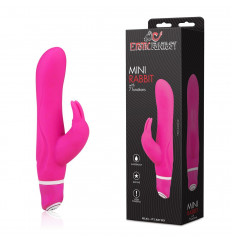 Розовый силиконовый вибратор со стимулятором клитора - 21 см.