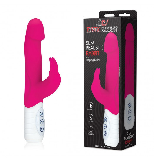 Розовый вибратор с крупной головкой JUMPING BULLETS - 21 см.