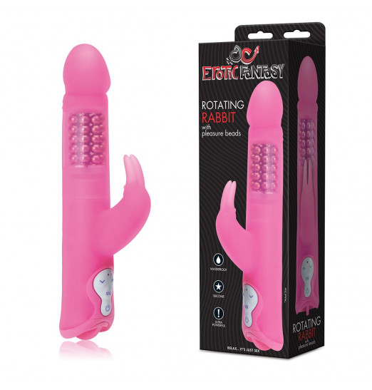 Розовый силиконовый вибратор с шариками и клиторальным отростком - 25 см. Розовый силиконовый вибратор с шариками и клиторальным отростком - 25 см.